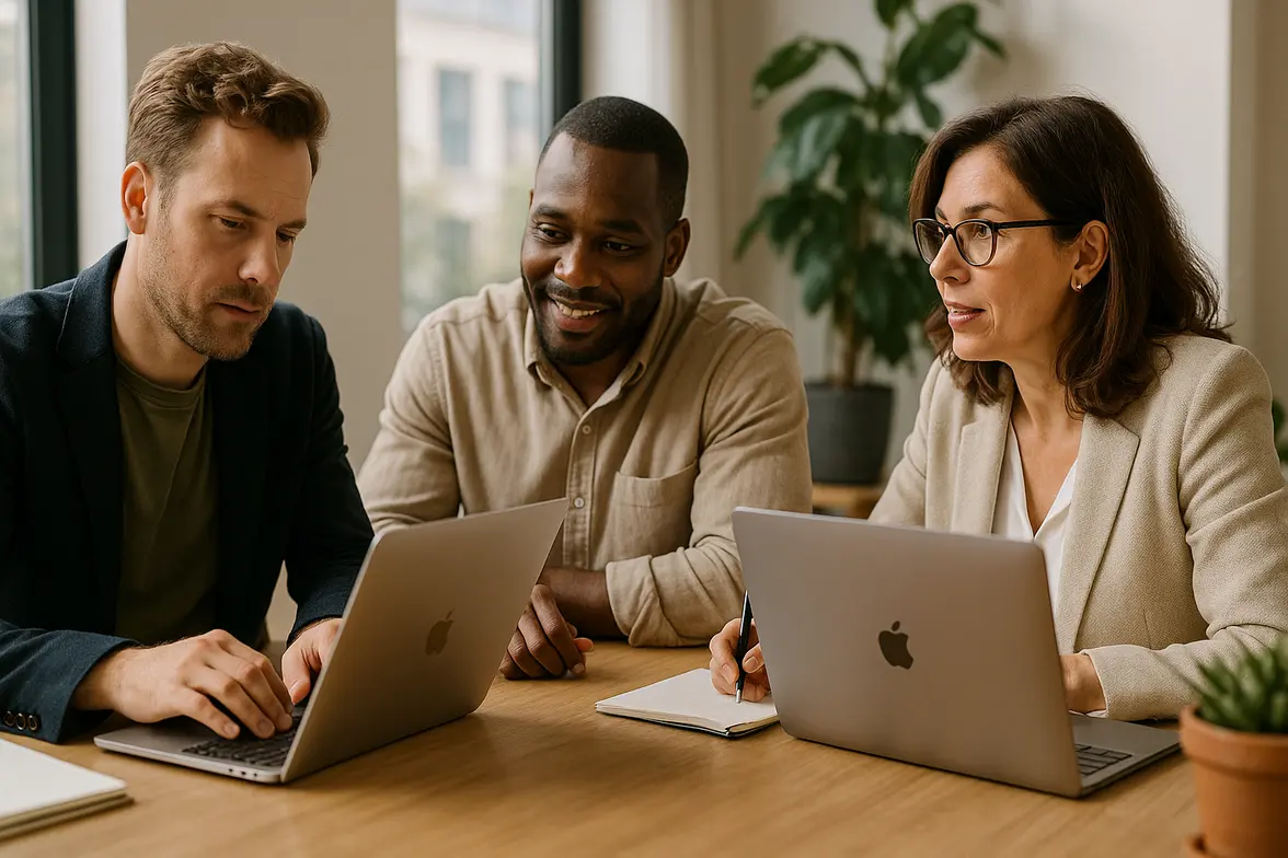 Ergonomisch werkplekonderzoek door een specialist bij een kantooromgeving Ergonomisch werkplekonderzoek door een specialist bij een kantooromgeving